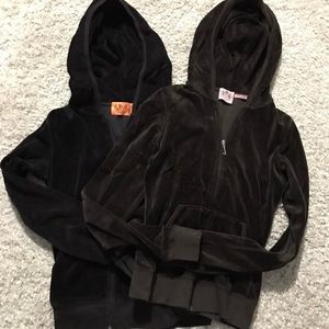 Two Juice Couture velour hoodies. Black and brown